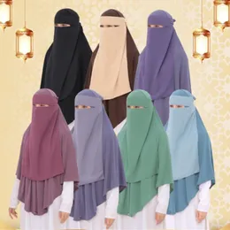 Hijab Velo islamico Copertura Fask Niqab Hijab Musulmano Nida Uno strato Arabo Lungo Khimar Testa Sciarpa Ramadan Abbigliamento modesto Preghiera Burqa Hijab 230626