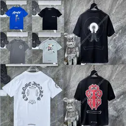 Mens Camisetas Ch Moda Coração Camiseta Designer Clássico Cromos Verão Marca Pescoço Manga Curta Carta Sânscrita Pulôver Camiseta Horseshoe Cruz Padrão Tops Tees Uc9