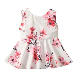 Kız Elbise Etek Toddler Girls için Set Com Dress Sundress Çiçek Baskıları Prenses Dans Partisi