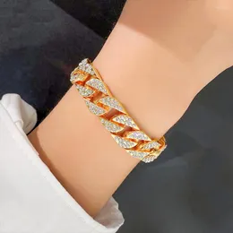 Link Bracelets EN Luxury Crystal Bracelet For Women Fashion Chain Rhinestone Bangle Wedding Bridal Jewelry Accessories Gifts