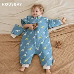 Uyku Tulumu Bebek Çantası Çıkarılabilir Kollu Kış Sıcak Çocuk Pijama Pijama 3 Yollu Fermuar %100 Pamuk Sleepsack 2.5Tog 230626