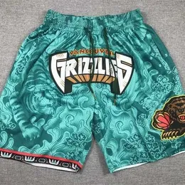 Men's Pants Year of the Tiger Limited 23 Grizzlies Morant City Edition Green Trendy Pocket Casual Sports Shorts MEFS