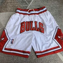 Bulls Retro Disual Basketball Pants Men and Women's Sports Red Black White American Shorts X1WQ