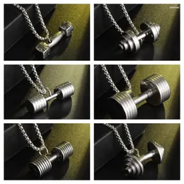 Pendant Necklaces Fashion Cross Dumbbell Multi Style Stainless Steel Necklace Sports Leisure Men Women Fitness Equipment Jewelry