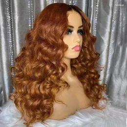 Parrucche sintetiche AIMEYA Ginger Brown Lace Front Body Wave Parte libera per le donne Fibra resistente al calore Cosplay colorato Kend22