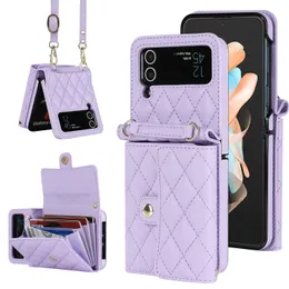 Z Flip4 Messenger Folding Phone Case för Samsung Flip3 Small Fragrance Organ Card Holder Telefonfodral