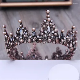 Hair Clips Vintage Crystal Tiaras And Crowns Black Round Baroque Headpiece For Women Or Men Diadem Bridal Wedding Head Jewelry Accessories