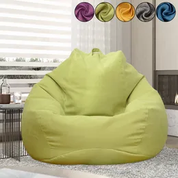 Chair Covers Lazy Sofa Cover Solid Without Filler Linen Cloth Lounger Seat Bean Bag Pouf Puff Couch Tatami Living Room Beanbags 230625