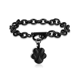 Bracelets Bracelet d'urne imprimé patte d'animal de compagnie bijoux de crémation pour cendres de chien/chat en acier inoxydable cendres souvenir Bracelet commémoratif