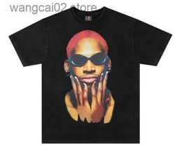 Men's T-Shirts Men's T-Shirts Vintage Hip Hop Streetwear Men T Shirt Rodman Portrait Printed Tshirt Cotton Men Oversize Washed Tees Harajuku Tees 230225 T230626