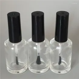 Storage Bottles 1pcs 15ml Round Shape Empty Nail Polish Bottle Portable Brush Art Container Glass Oil