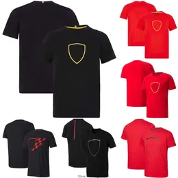 2023 F1 FERARI TEAM T-shirt Formel 1 Röd racing Mens T-shirts Kort ärm Summer Nya mode T-shirts Män trycker Plus Size Tops