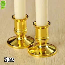 2pcs Pillar Candle Holders Gold Sliver Traditional Shape Taper Standard Candlestick Plastic Candle Holders Dinner Decor