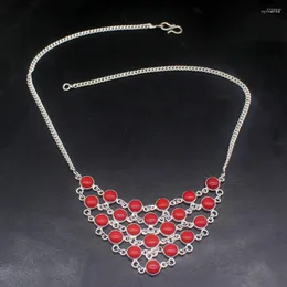 Łańcuchy szlachetne biżuteria Big Promocja 925 Srebrne prezenty ślubne Naturalne czerwone koralowe damskie damskie naszyjnik 35 cm 20235212