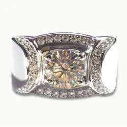 2020 Solitaire Mężczyzna obietnica Pierścień Srebrny kolor Aaaaa CZ Stone Luksusowy zaręczyny Pierścienie dla mężczyzn biżuteria imprezowa