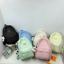 School Bags Japanese Women Backpack Cute Pendant Bag For Girls Trendy Canvas Travel Large Capacity Bookbags Mochila