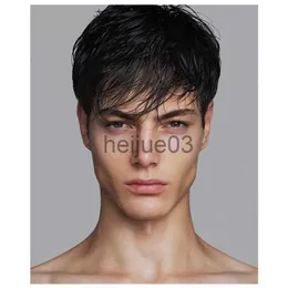 Synthetic Wigs Short Men Wig Straight Synthetic Wig for Male Hair Fleeciness Realistic Natural Black Simulate Human Scalp Toupee Wigs x0626