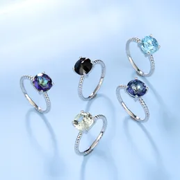 Tektaş Yüzük GEM'S BALE Kadınlar Için 925 Ayar Gümüş Taş Yüzük Doğal Birthstone Infinity Top Band Yüzük İstiflenebilir Yüzükler Güzel Takı 230626