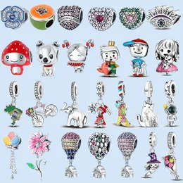 925 sterling silver charms for pandora jewelry beads Cat Mermaid Deer Rose charm set Pendant