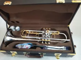 Bästa kvalitet trumpet original silverpläterad guldnyckel LT180S-72 BB Professional Trumpet Bell Top Musical Instruments Mässing