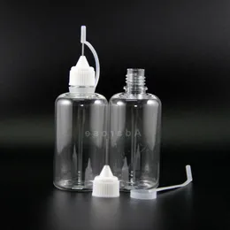 50ML 100PCS PET Dropper bottle Metal Needle Tip Needle Cap High transparent dropper bottles Squeeze Vapor E cig Sxwtr