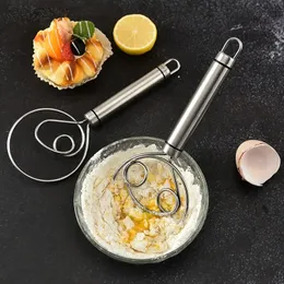 1pc 304 Stainless Steel Danish Flour Binocular Coil Mixer Manual Dough Beater And Noodle Tool Mixing Stick