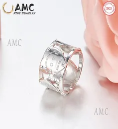 AMC Par Wedding Classic Wide Ring Men's Sterling Silver S925 Ladies Rings Wholesale Productos de Alta Calidad7751467