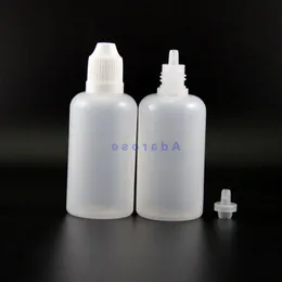 50 ML 100 Pcs/Lot High Quality LDPE Plastic Dropper Bottles With Child Proof Caps and Tips Vapor squeezable bottle short nipple Esrli