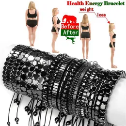 Chaîne à maillons Bracelet en hématite noire non magnétique pour les femmes Perles de guérison Bracelet Perte de poids Bracelets tressés en hématite Hommes Bijoux de santé J230626