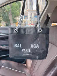 2023 Designer Balanciagas Borsa New Wind Summer Small Clear Weight Fashion Simple Large Letter Mesh Fashion Brand Borsa da donna Borsa da shopping nera