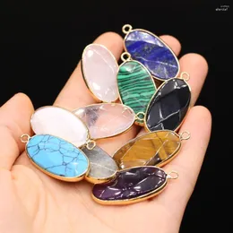 Pendant Necklaces Natural Stone Pendants Gold Plated Faceted Lapis Lazuli Tiger Eye For Jewelry Making Diy Women Necklace Earrings Gifts