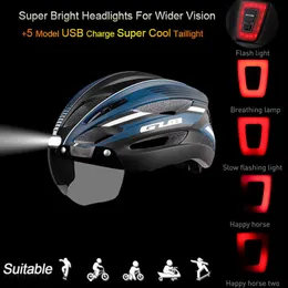 サイクリングヘルメットGUBライトサイクリングヘルメットUltralight MTB Road Bicyc Helmets Magnetic Goggs NS Night Warning Taillight Outdoor Safety L HKD230626