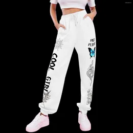 Pantalon femme papillon taille haute femmes Harajuku Punk créatif pantalon coton filles chaud pantalons de survêtement mode ample gothique pantalon automne