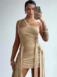 Повседневные платья WJFZQM, сексуальное открытое бандажное облегающее клубное платье для женщин, Vestido, элегантная одежда, мини-платье на одно плечо с наклонным воротником