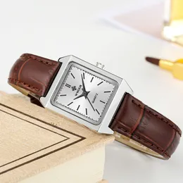 Zegarki damskie wwoor prosta marka luksusowe kwadratowe zegarki zegarki skórzane kwarc małe damki nadgarstka Prezent dla kobiet Montre femme 230626