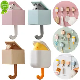 New Creative Cat Wall Mounted Hooks Self Adhesive Bathroom Door Hangers Keys Towel Umbrella Coat Holder Rack Room Decoration Hook