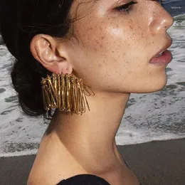 스터드 귀걸이 프랑스어 과장된 금속 술 골드 컬러 패션 반짝 이는 여자 귀 보석에 대한 매달려 귀걸이