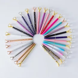 Crystal Glass Kawaii Ballpoint Pen Big Gem Ball Penns med stora Diamond Fashion School Office Supplies