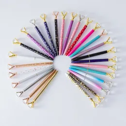 Crystal Glass Kawaii Ballpoint Pen Big Gem Ball Pens With Large Diamond Fashion School Office Supplies