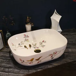 Europa stile cinese Jingdezhen Art Counter Top design in ceramica lavabo in porcellana modello uccello lavelli da bagno bowlgood qty Sebjr