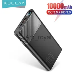 Banki z telefonu komórkowego Kuulaa 10000MAH Bank Dual USB Portable ładowarka QC PD Szybkie ładowanie banku cyfrowy Ultra Slim Zewnętrzna bateria J230626