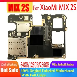 Xiaomi Mi Mix 2s için Swavers Tam Çalışan Anakart% 100 Kilidi Açılmış Orijinal Mantık Kurulu Ana Pano 6GB RAM 64GB 128GB ROM 8G+256GB
