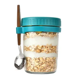 Oatmeal Cup Breakfast Cup with Spoon Portable Household Food Can with Lid Mason Glass Bottle New Graduated Cup