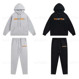 Trapstar Tracksuit Man Black Hoodie Tvådel inställd gul grå handduk broderi vadderad tröja casual tröjor Mens spår jogger tröja