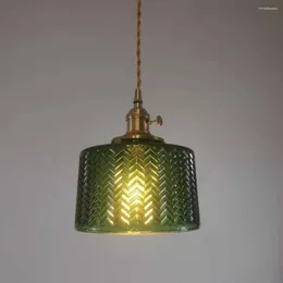 Ljuskronor nordiska vintage mässingglas droplight snidade vattenvågmönster hängande lampor kopparhänge belysning lampskärmar