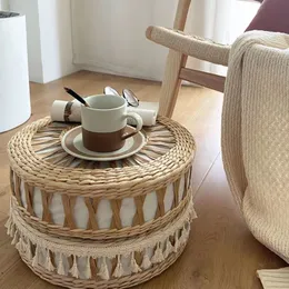 Cushion Decorative Pillow Hand Woven Cushion For Home Decor Natural Cattail Grass Round Stool Japanese Tatami Seat Cushions Straw Rattan Compiled Zen Mat 230626