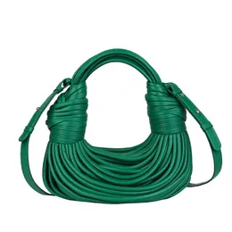 Totes väska handvävd bröd pu läderhandtag satchel nudlar underarmspåse axelväska justerbar axel rem längd crossbody