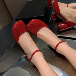 Sandalen Sommer Mode Design Dicke Schuhe mit Hohen Absätzen für Frauen Split Toe Hohl Mary Jane Zapatos De Mujer