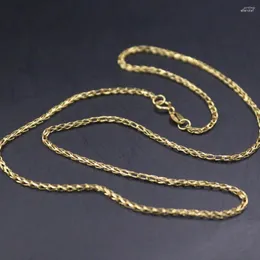 Chains Pure 18K Yellow Gold 1.8mm Single Wheat Link Stamp Au750 Women's Necklace 40cm/15.7inch