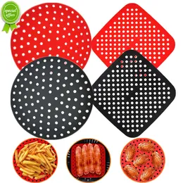 Neue 1PC Wiederverwendbare Silikon Air Friteuse Matte Runde/Quadratische Nicht-stick Backen Matte Backformen Öl Matten Hause küche Kochen Liefert